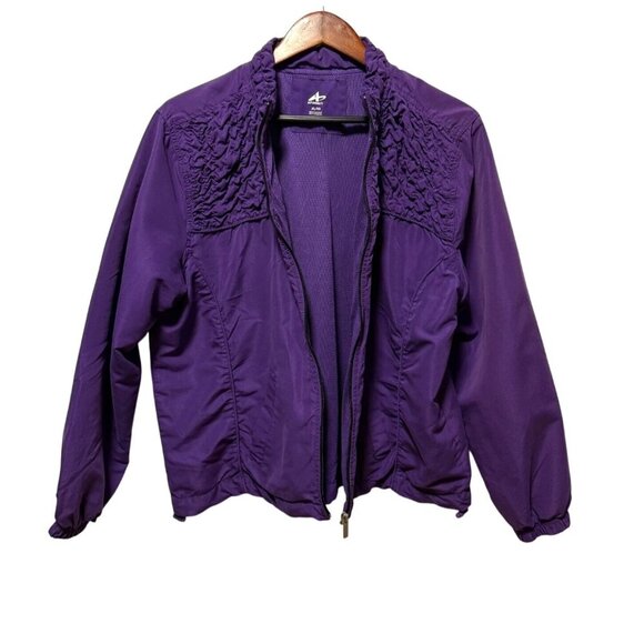 Athletech Womens‎ Lightweight Purple Zip-Up Jacket Smocked Accents Size XL - Picture 7 of 15